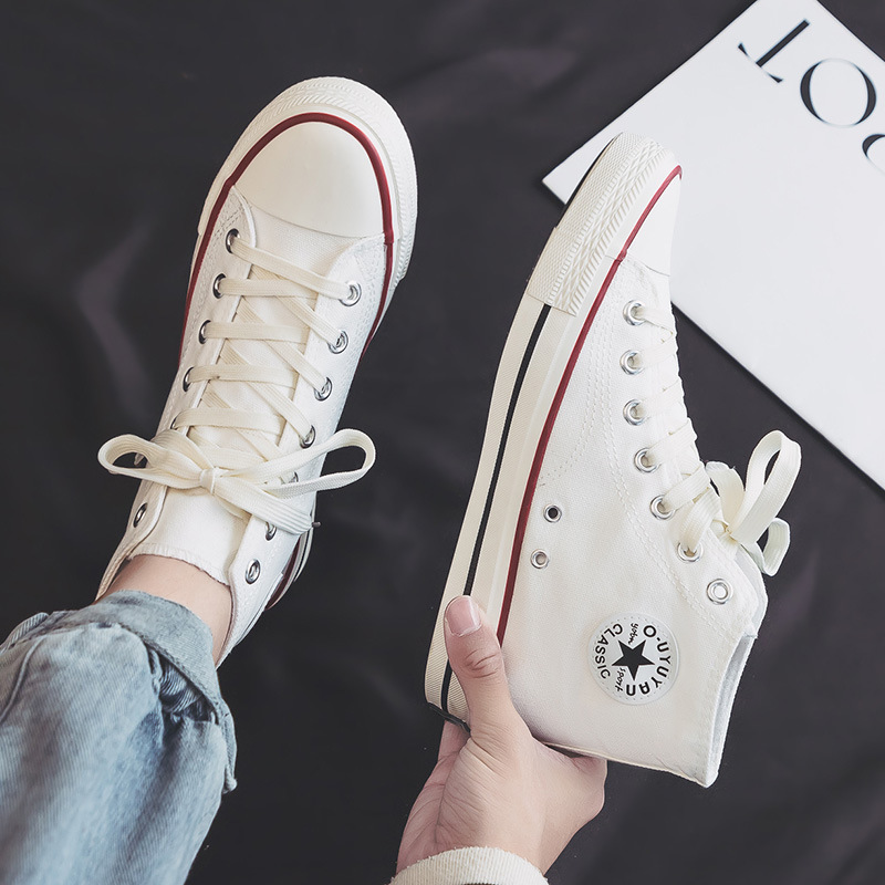 Año Nuevo 2026, zapatos de lona de alto nivel rojo para mujeres, zapatos casuales con suela de goma, moda de zapatos de alto nivel transpirables.