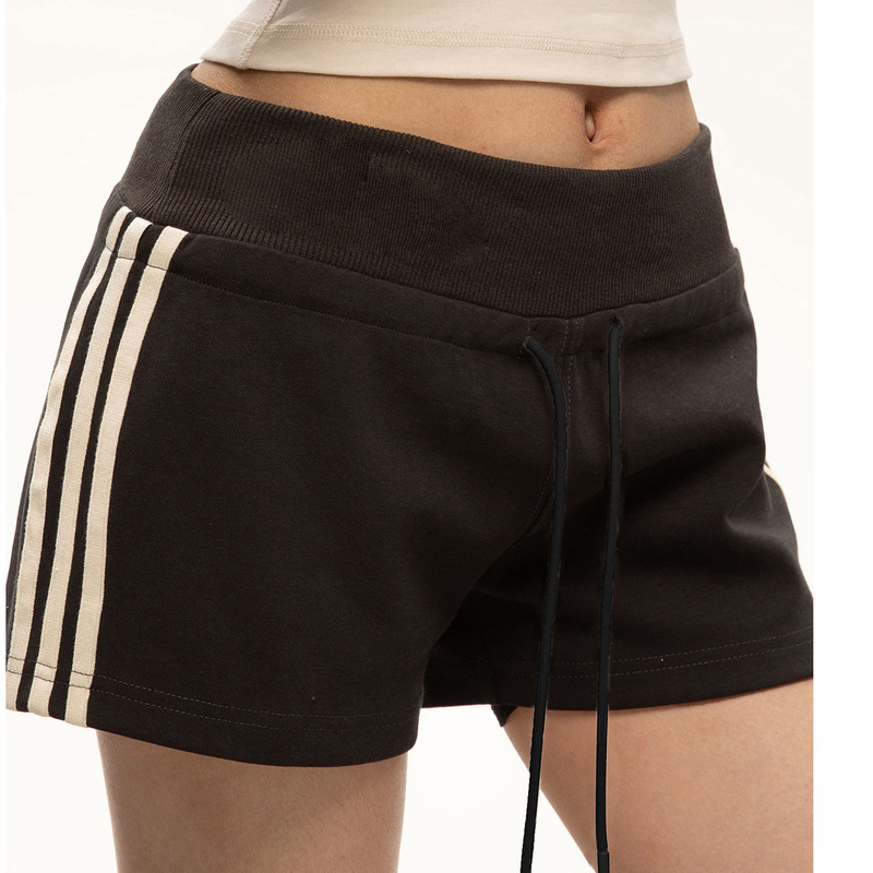 American Striped Retro Sports Casual Shorts for Women 2025 Summer New Sweatpants Drawstring Black Slimming Hot Pants for Women