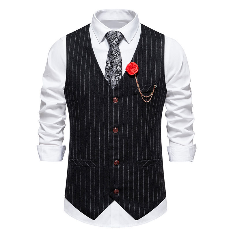 Euro 2024 Spring/Summer New Striped Wool Single breasted Vest Men's Tank Top_voghion.com