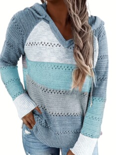L 42651 Mixed Color Hollow Knit Sweater ��ɫ�U��ë�� �羳��