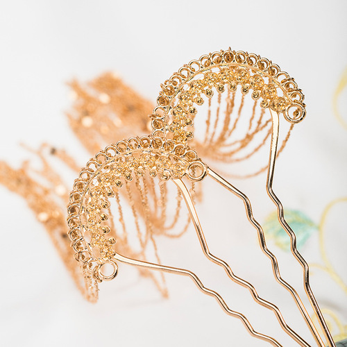 Hanfu hair accessories hairpin step rocking hairpin women's ancient style headwear Han element fairy spirit long tassel hairpin 19.9GF058