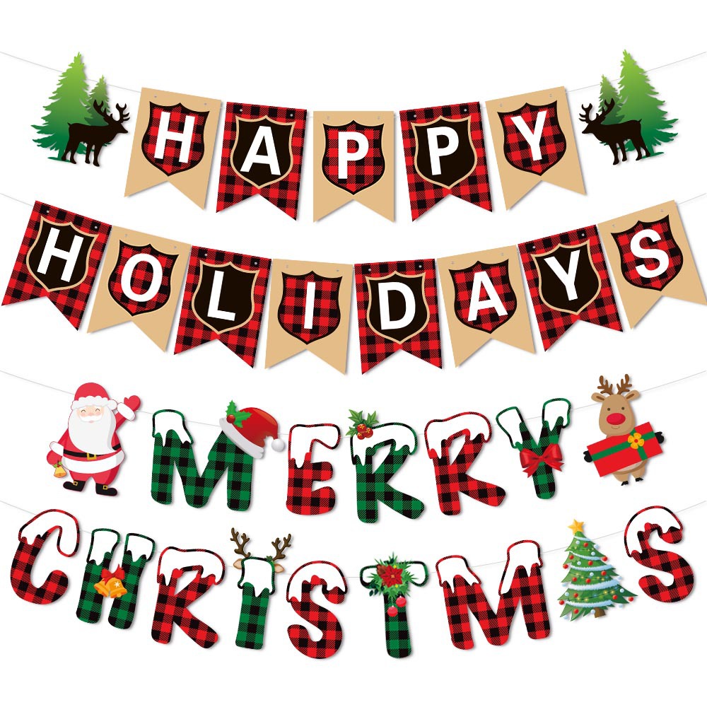 Nueva Navidad fiesta decoración tire bandera centro comercial atmósfera diseño feliz Navidad tirar bandera tirar flor