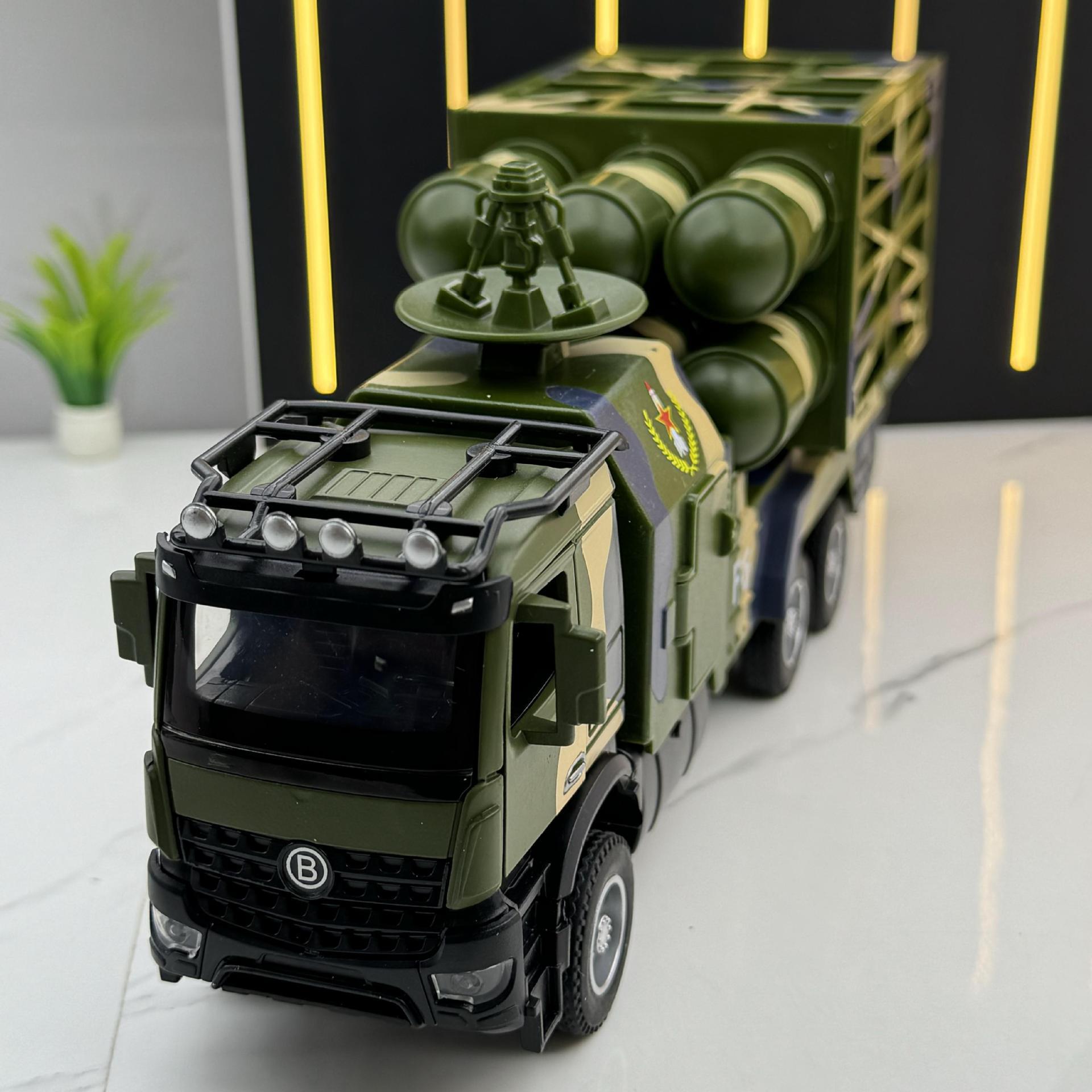 Nuevo modelo de coche de aleación Haodi 1:32 Bandera Roja 16 coche de misiles antiaéreos con sonido y luz Tire hacia atrás modelo de coche de juguete adornos