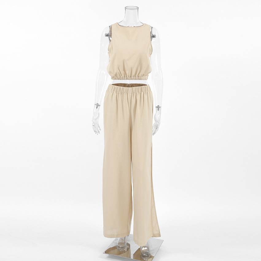 395g Weight Sleeveless Sleeve Length Cotton, Cotton and Linen, Hemp Fabric Type Pant Co-ord Set Sets Type 2 Pieces Set Quantity Holiday, Banquet, Daily Occasion Round Neck Neckline Regular Fit Fit Type Solid Color Pattern Summer Season Women's Gender Casual, Simple Style, Streetwear Style Holiday Banquet Daily Women's Casual Simple Style Streetwear Solid Color Cotton Cotton And Linen Hemp Pant Co-ord Set Pants Sets 1