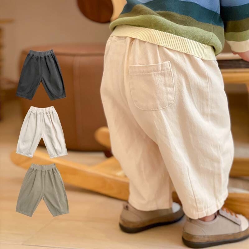 Summer New Style Dad Pants for Spring and Autumn, Unisex Children's Versatile Solid Color Cuffed Stylish Casual Loose Pants Summer New Style Dad Pants for Spring and Autumn, Unisex Children's Versatile Solid Color Cuffed Stylish Casual Loose Pants