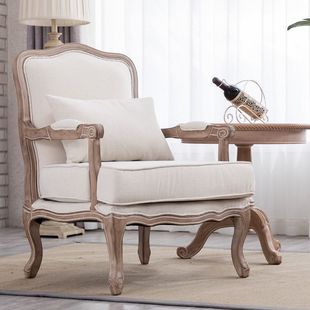 Sofa French Leisure Chair Nordic Small Apartment Fabric High-Back Chair Light Luxury Stool Old American Single European Pastoral