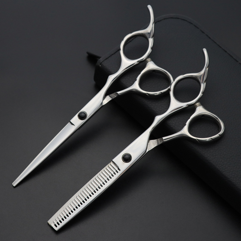 美发剪刀批发 跑量剪刀 黑色宝石螺丝 牙剪碎发剪刀 刘海剪刀厂