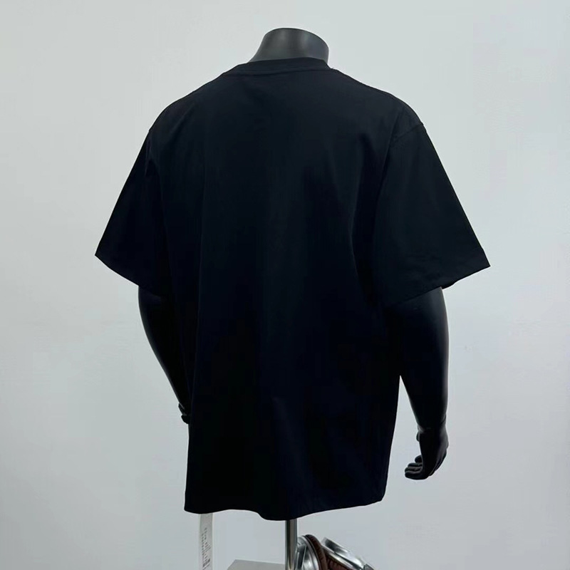 330g marca pesada de moda de hombro caída camiseta de manga corta para hombre universal suelta camiseta de cuello pequeño europeo y americano