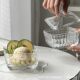 Square Dessert Glass Bowl European Style Sugar Water Yogurt Pudding Bowl Internet Popular Ins Wind Ice Cream Afternoon Tea Bowl