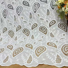 厂家现货机绣满幅 激光镂空腰果女装外衫服装服饰面料 花边辅料