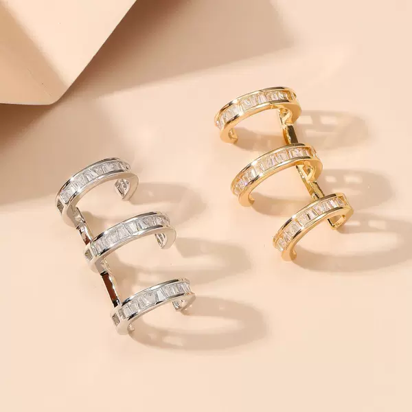 2024 Spring Fashion Zircon Ear Clip Women's Earrings Without Ear Holes Niche Design Ear Clip New Fashion Ear Accessories