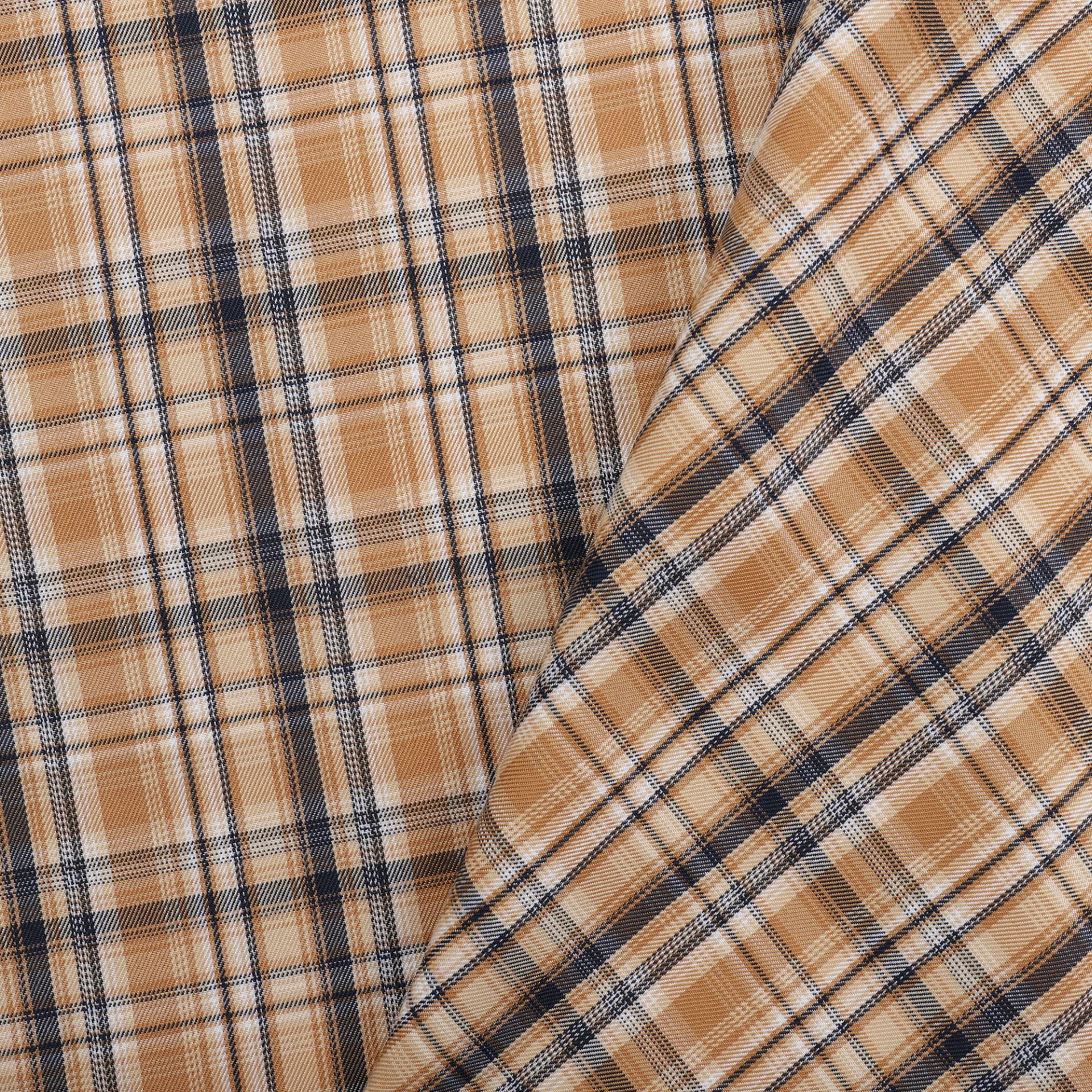 全涤色织斜纹咖色格子布jk格裙外套箱包鞋帽家纺发饰装饰面料现货