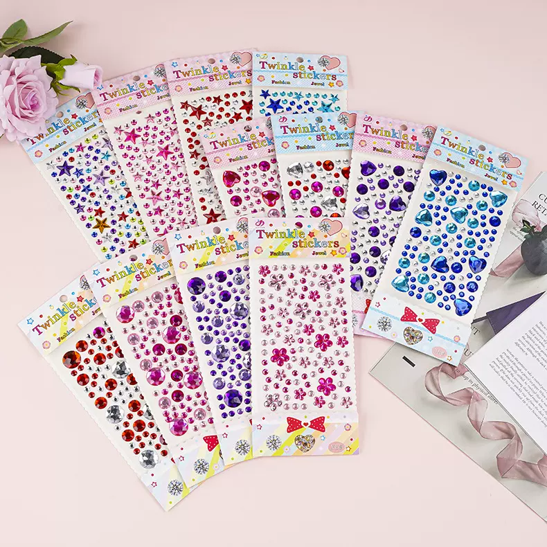 厂家钻贴批发儿童水晶钻石贴纸爱心宝石贴画车贴镶钻装饰地摊