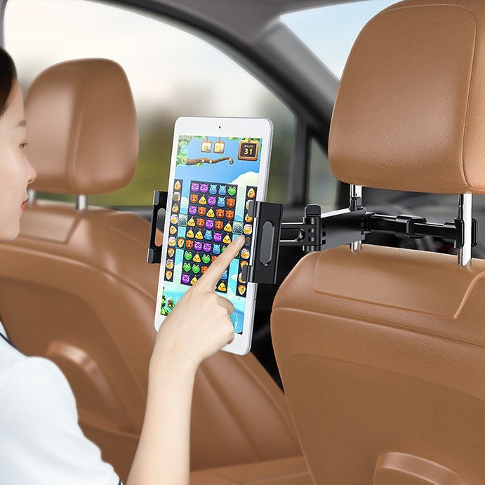 Car-mounted phone and tablet holder for rear seat headrest, multifunctional support for iPad, automotive accessories