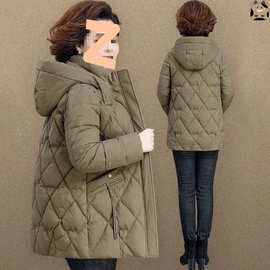 保暖棉袄冬装妈妈2025新款秋冬季棉服女中长款棉衣中老年外套氨纶