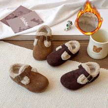 宝宝加绒豆豆毛毛鞋2025秋冬季新款男女小童保暖棉鞋儿童博肯鞋