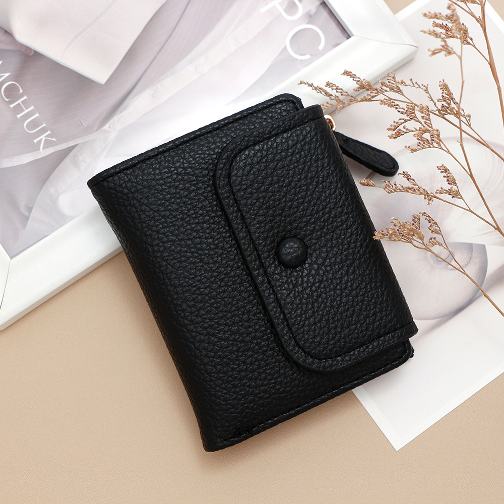 Nuevo cross-border cremallera bolso de cambio nicho creativo multifuncional bolso de tarjetas de moda litchi patrón corto para mujeres