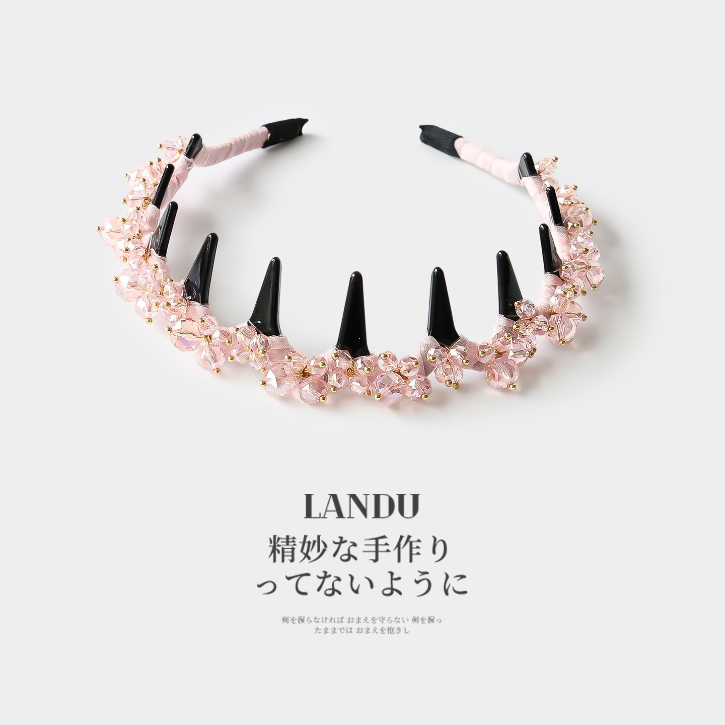 Pink heavy-duty crystal flower headband