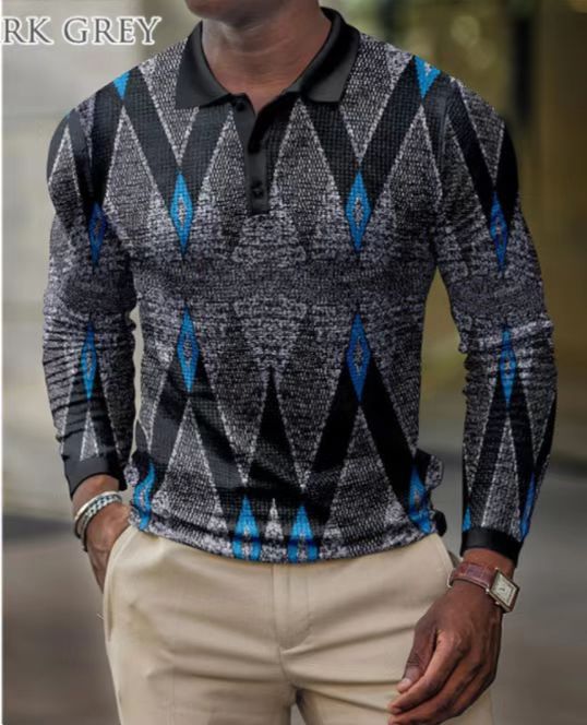 Comercio exterior transfronterizo primavera nuevos hombres de manga larga con botones POLO camisa hombres europeos y americanos moda casual top hombres