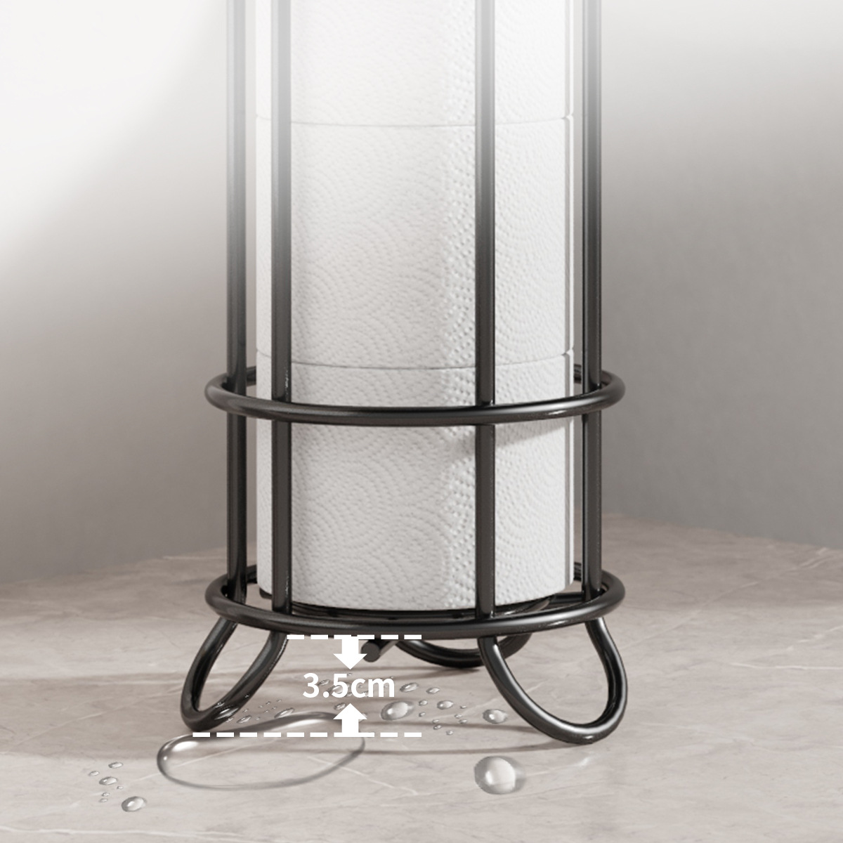 Ferro forjado piso toallas de papel cocina baño sin perforación toallas de papel estante de almacenamiento sala de estar toallitas de cocina soporte de papel de rollo