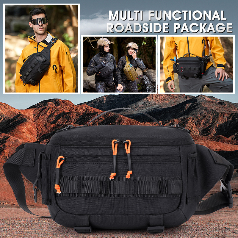 Hiking shoulder bag, lightweight crossbody bag, men's fishing bag, outdoor travel sports multifunctional large-capacity chest bag