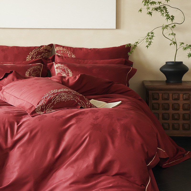 Duvet Cover SetMicrofiber Duvet Cover High-end New Chinese-style Class A Maternity-grade 120-count Long-staple Cotton Four-piece Set, All-cotton Beddi_voghion.com