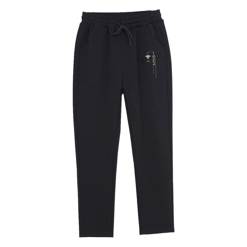 Плюшевые повседневные брюки среднего и пожилого возраста тонкие женские брюки большого размера черные прямые брюки толстые табачные брюки весной