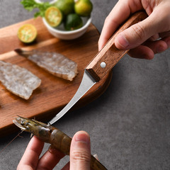 Stainless Steel Shrimp Back-Splitter: A Household Gadget for Easily Removing Shrimp Veins, Featuring a Wooden Handle—Perfect for Peeling Shrimp Veins, Preparing Fish, and Cleaning Gutted Fish in the Kitchen