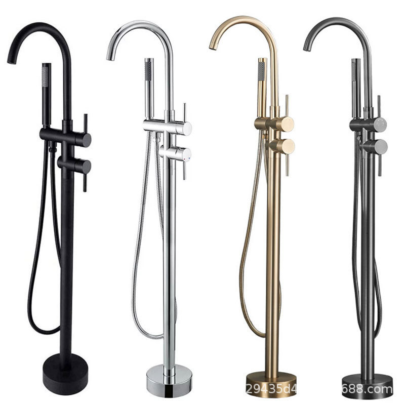 Manufacturer's All-Copper Gun Gray Floor-Standing Bathtub Faucet Cylinder Side Bathroom Column Basin Wooden Barrel Independent Shower Hot and Cold Water Manufacturer's All-Copper Gun Gray Floor-Standing Bathtub Faucet Cylinder Side Bathroom Column Basin Wooden Barrel Independent Shower Hot and Cold Water