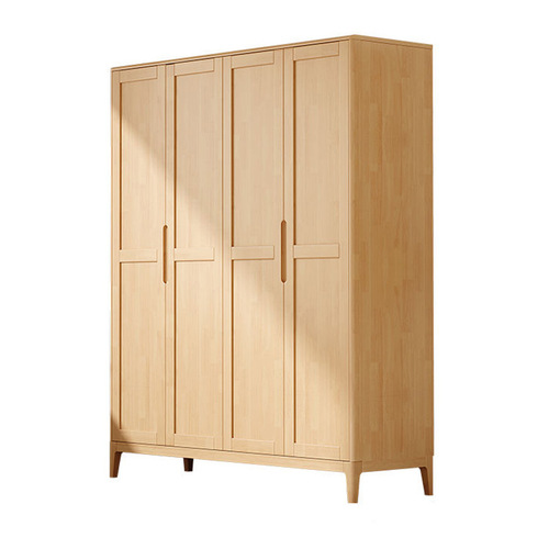 北欧实木衣柜234门木质储物柜收纳柜平开门小户型出租房家用家具