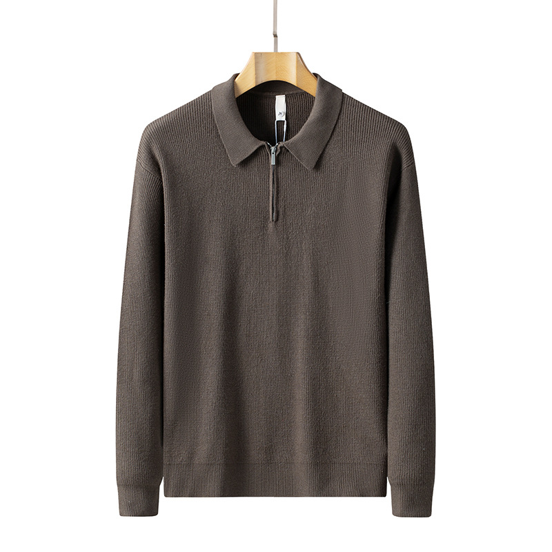 Camiseta de punto de invierno de alta gama de cuello vertical casual cross-border chaqueta de hombre de cuello medio alto suéter de cremallera personalizado para hombres