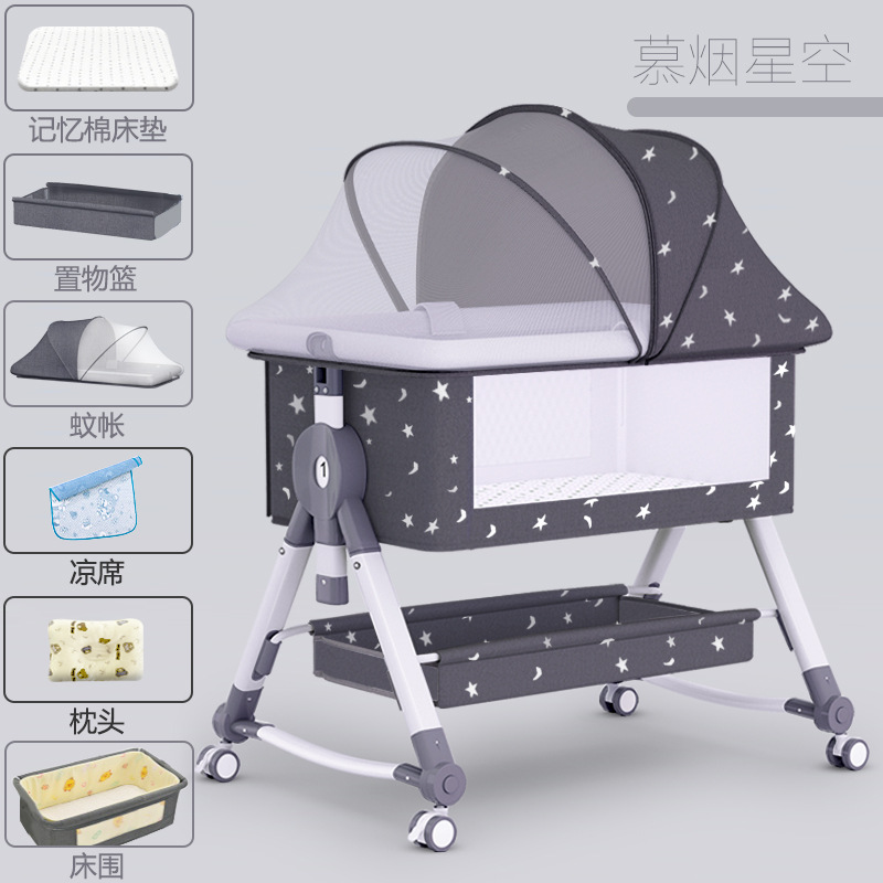Cama para bebés de asiento plegable empalmado cama grande multifuncional portátil extraíble cama para bebés cuna cama