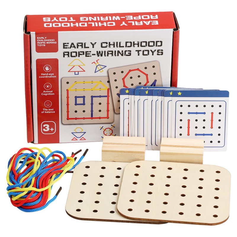 CPC CE puzzle infantil educación temprana juego de cuerda bebé mano ojo coordinación entrenamiento de cuerda placa de madera juguetes al por mayor