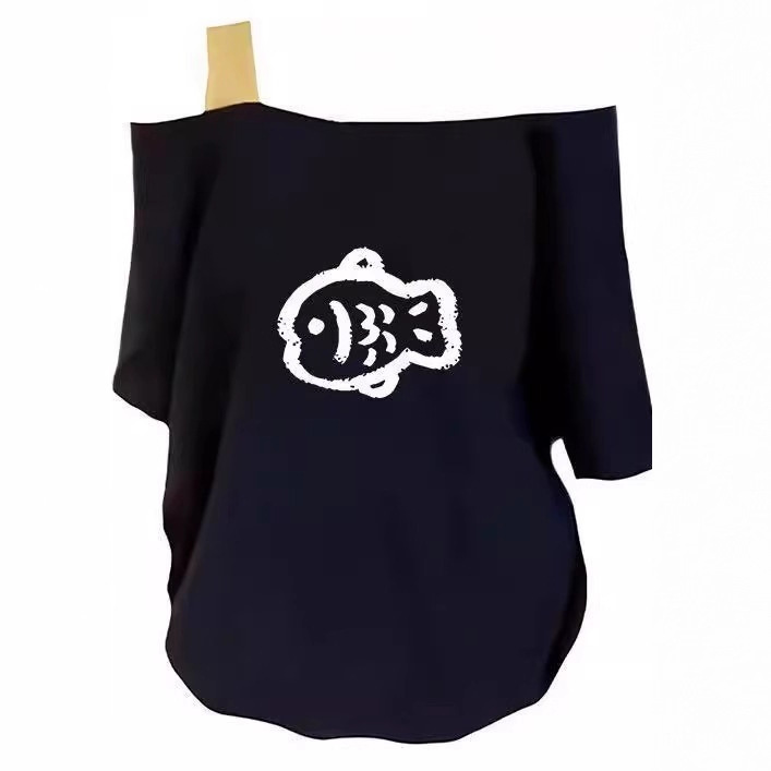 American Retro Small Fish Print Fake Two-Piece Short-Sleeved T-Shirt for Women 2025 Summer Design Slanted Shoulder Top for Women Ins Trend American Retro Small Fish Print Fake Two-Piece Short-Sleeved T-Shirt for Women 2025 Summer Design Slanted Shoulder Top for Women Ins Trend