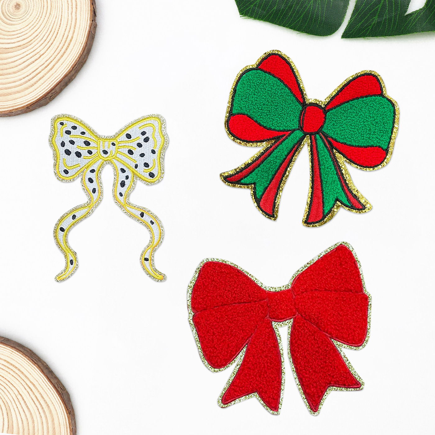 情人节蝴蝶结格丽特毛巾绣背胶布贴装饰衣服包包刺绣花布贴大图案