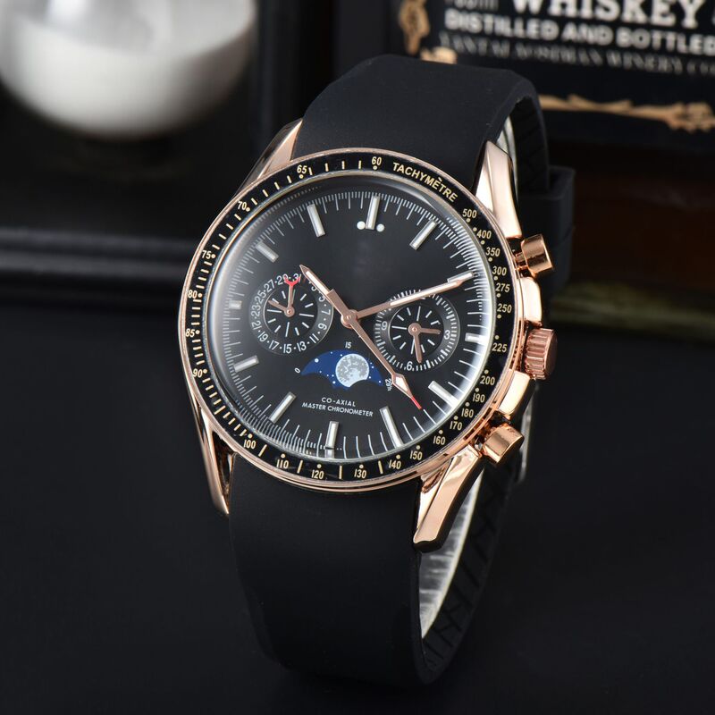 Cross-border new hot-selling European brand fashion beautiful 6-pin rubber band multi-function men's quartz watch factory wholesale Cross-border new hot-selling European brand fashion beautiful 6-pin rubber band multi-function men's quartz watch factory wholesale