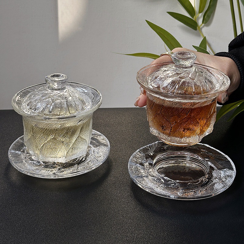 復古玄冰玻璃茶杯日式茶具套裝輕奢家用蓋碗辦公室泡茶杯功夫茶杯
