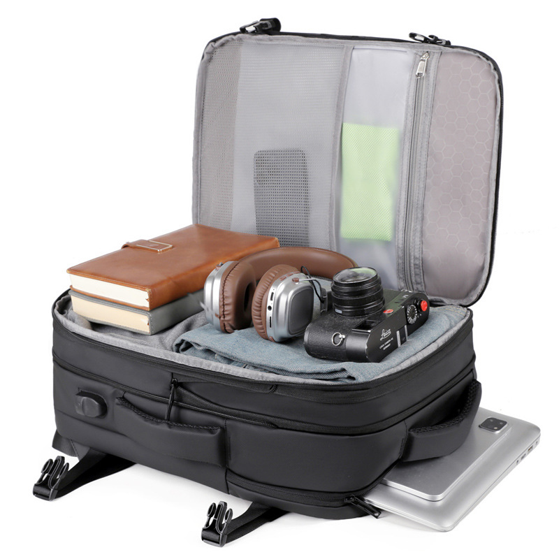 Mochila de viaje de negocios expandible, bolsa de viaje multifuncional para hombres, bolsa de computadora de viaje de ocio a prueba de agua