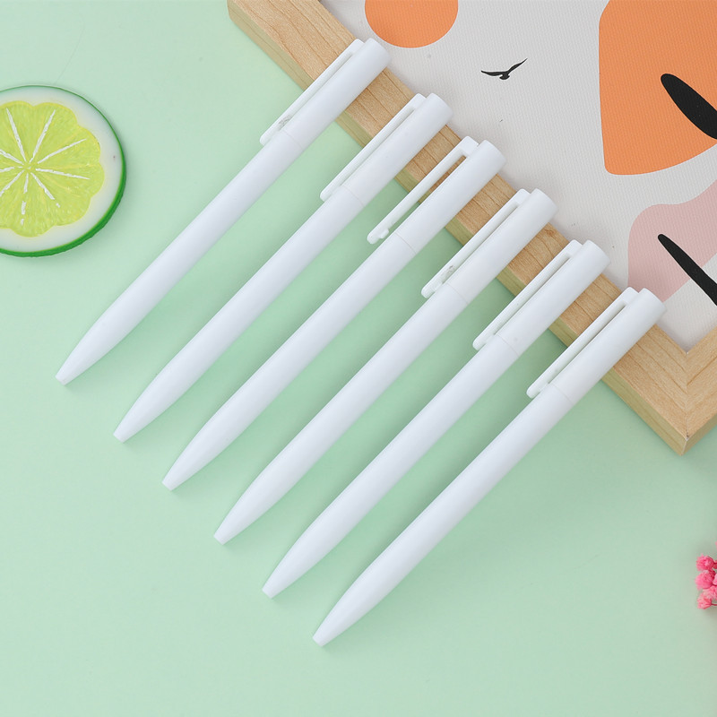 In-Stock Xiaomi-Style Gel Pens with Logo Printing, White Quick-Drying, High-Capacity for Writing, Retractable Pens, 10-Pack Wholesale