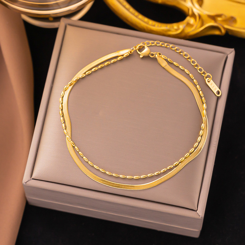 クロスボーダー東莞チタン鋼ジュエリー色褪せない新しい日本と韓国のアクセサリーブレスレット女性用 18K ゴールドファッションライト高級ハイエンド|undefined