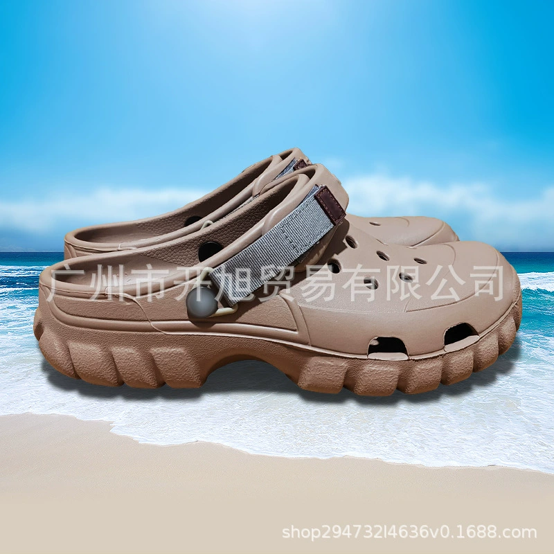 Новые мужские летние пляжные туфли с отверстиями в стенке, на толстой нескользящей подошве, с защитным носком, для мужчин и женщин, сандалии, европейские пляжные туфли