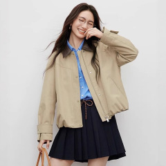袖家炸街卡其风衣2025秋季新款女装MIU风翻领休闲气质显瘦短外套