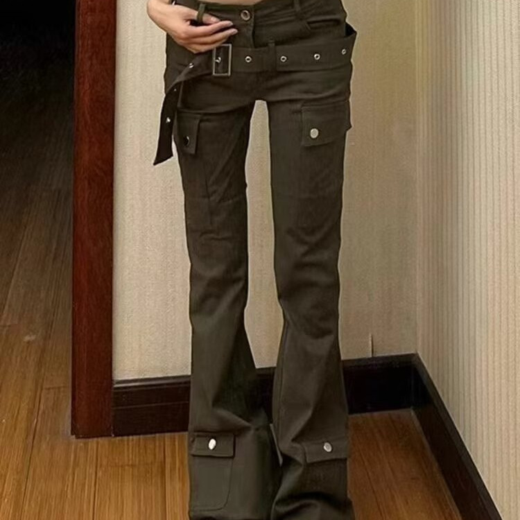 American Style Retro Low Waist Micro-flared Jeans Women's Autumn Petite Tight Straight Pants Slim-fit Pants American Style Retro Low Waist Micro-flared Jeans Women's Autumn Petite Tight Straight Pants Slim-fit Pants