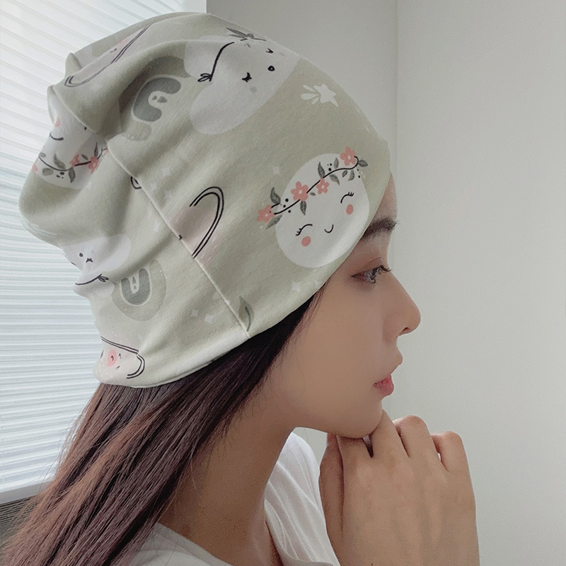 Discharged confinement cap postpartum spring and autumn women's maternity hat pure cotton spring and summer thin face-looking small fashion confinement headscarf