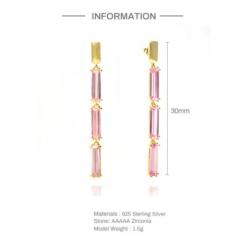 Fashion Tassel Sterling Silver Plating Chain Inlay Zircon Drop Earrings 1 Pair display picture 1