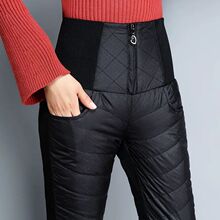 羽绒裤女外穿高腰加厚防寒修身显瘦双面保暖冬季韩版铅笔棉裤女