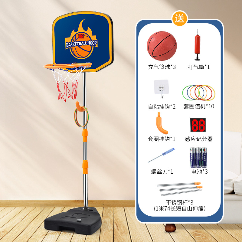 Cesta de lanzamiento de aro de baloncesto para niños de conteo multifuncional Marco de baloncesto ajustable retráctil interior montado en la pared sin perforación