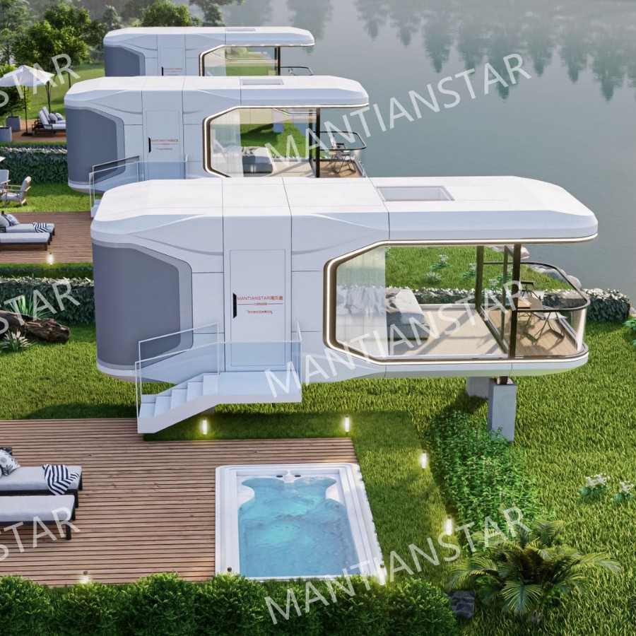 Casas móviles modulares de dos pisos cápsula espacial casa de vacaciones apartamento turístico punto escénico cápsula de manzana desmontaje alojamiento residencial