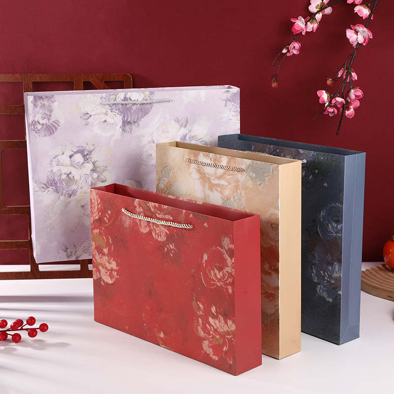 新款長方形禮品袋加厚白卡手拎袋紅色喜慶手提袋創意結婚伴手禮袋