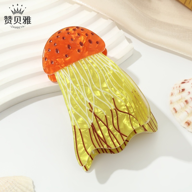 创意夜光水母醋酸抓夹女气质后脑勺盘发鲨鱼夹小众时尚显发量发饰|undefined